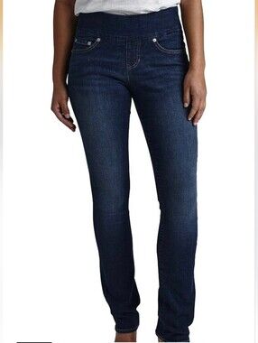 JAG Jeans Peri Pull-On High Rise Straight Leg Jeans  Dark Wash Size 12 Inseam 31